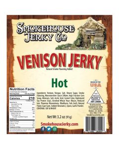 THS369996 image(0) - Tender Heifer Snack Co. Venison Hot Exotic Jerky - 3.2 Ounce