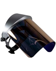 OBR2191R image(0) - Oberon Face Shield with Ratcheting Headgear - Heat Reflective - Window: Didymium Gold - With Lower Crown