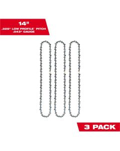 MLW49-16-2819 image(0) - Milwaukee Tool 14 Inch Top Handle Saw Chain 3Pk