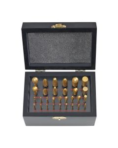 IRTM30TIN image(1) - Ingersoll Rand Carbide Grinding Burr Mega Kit, 30-Piece, 1/4" & 1/2" Shank, Various Head Diameters and Shapes with Hard Case
