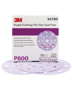 MMM34780 image(0) - 3M 34780 260L Series Dust Free Abrasive Disc, 6 in Dia, P600 Grit, Hook and Loop, Purple
