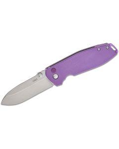CRK2495P image(0) - CRKT (Columbia River Knife) Squid XM 14C28N Stonewash Plain Blade Folding Knife with Button Lock G10 Handle - Violet