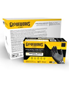 Gloveworks Black Nitrile PF Exam XL Gloves