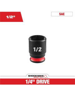 MLW49-66-6008 image(0) - Milwaukee Tool SHOCKWAVE&trade; Impact Duty 1/4" Drive 1/2" Standard 6 Point Socket