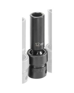 GRE1012UMD image(0) - Grey Pneumatic 3/8" Drive x 12mm Deep Universal Socket 6 Point - Black