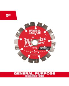 MLW49-93-7526 image(0) - Milwaukee Tool 5 Inch DIAMOND ULTRA Segmented Turbo, General Purpose Diamond Blade