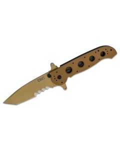 CRKM16-14DSFG image(1) - CRKT (Columbia River Knife) M16-14DSFG 1.4116 Titanium Nitride Veff Serration Folding Knife with Liner Lock G10 Handle - Desert Tan
