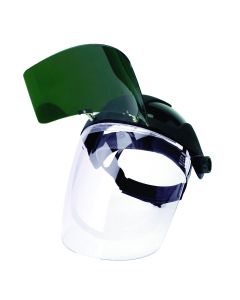 SRWS32161B image(0) - Sellstrom Sellstrom - Face Shield - DP4 Series - 9" x 12.125" x 0.060" Window - Clear AF with Shade 6 Cobalt IR Flip Visor - Ratcheting Headgear