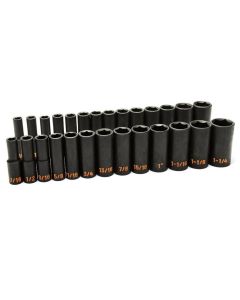 KDT84949H image(0) - GEARWRENCH 27 Piece 1/2" Drive 6 Point SAE Hi-Viz/Metric Hi-Viz Deep Impact Socket Set