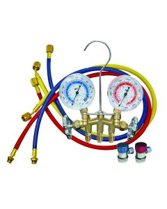 Mastercool R134A 2 Way Brass Manifold Gauge Set with 72 Foot Hoses