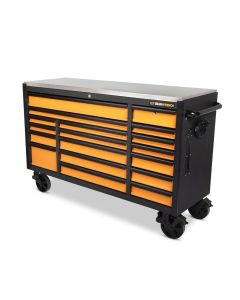 GearWrench 72 Inch 18 Drawer Rolling Tool Cabinet with Stainless Steel Worktop with Black Drawer Pull