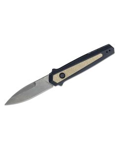 KER7950 image(1) - Kershaw Launch 15 Automatic Push-Button Lock Spear Point Blade EDC Folding Knife - Tan and Black - $1000 Min Vendor Direct Auto Knives Only. Cannot Ship to CA, CT, DE, MN. Contact Sales Rep.