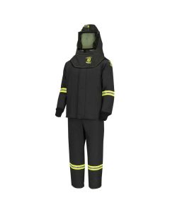 OBRTCG4B-EL-S image(0) - OBERON Suit Kit - Arc Flash - 40 Cal TCG - Comes with Hood, Coat and Bib Coveralls - with EZ Lift - Color: Black - Size: Small