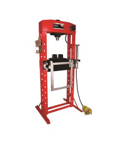 INT852ASD image(1) - American Forge & Foundry Shop Press - 30 Ton Capacity - Foot Operated Air Motor/Manual Pump W/ Hydraulic Ram - Built In Polycarbonate Press Guard - 10 pc  Pin & Bearing Press Adapter Set Included - SUPER DUTY