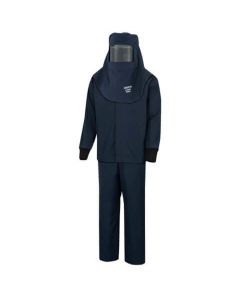 OBERON Suit Kit - Arc Flash - 40 Cal LAN - Comes with Hood with Hard Cap, Coat and Bib Overalls - With Escape Strap  - Color: Navy Blue - Size: Medium