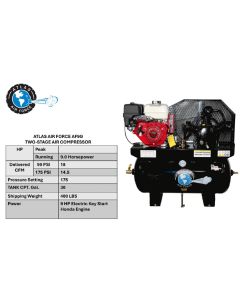 ATEMPAF9G image(4) - Atlas Automotive Equipment Air Force AF9G Gas 9HP 30 Gallon Air Compressor (Will Call)