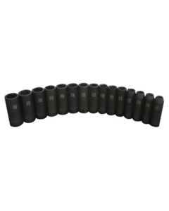 JSP78279 image(0) - J S Products (steelman) 15 pc. 1/2 in. Drive Deep 6pt Impact Metric socket set