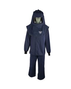OBRLAN2STB-TL image(0) - Oberon Suit Kit - Arc Flash - 12 Cal LAN&trade; - Comes with Hood with Hard Cap, Coat and Bib Overalls - Color: Navy Blue - Size: Large Tall