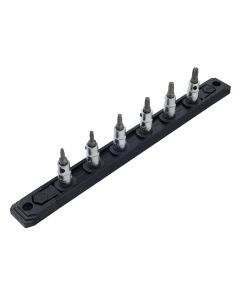 WIH76194 image(0) - Wiha Tools Torx&reg; Bit Socket 1/4" Square Drive w/ 1/4" Replaceable Hex Bit T10 - T30 on Rail 6 Pc