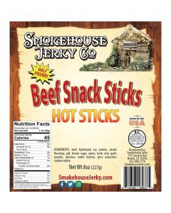 THS189375 image(0) - Tender Heifer Snack Co. Hot Beef Sticks - 8 Ounce