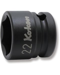 KKN14401MS-22 image(0) - Ko-ken USA 14401MS-22 1/2 Sq. Dr. Socket 22mm 6 point Length 28.5mm Thin walled