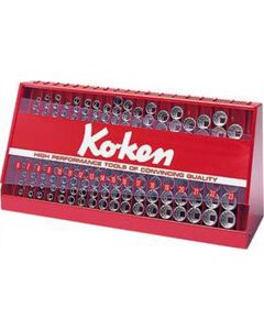 KKNS3240A-05 image(0) - Ko-ken USA S3240A-05 3/8 Square Drive 126 Piece 12-Point SAE Socket Set 1/4-7/8 Inch in Display Stand