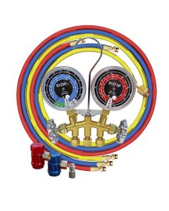 MSC81661 image(1) - Mastercool R1234YF Brass Gauge set with 60" hoses and manual