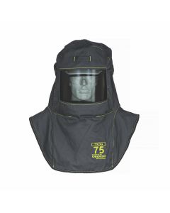 OBRTCG75-A5HVSL image(0) - OBERON Hood with A5 Hard Hat Adapters - Arc Flash - 75 Cal TCG - With Fresh Air Arc Flash Hood Ventilation System & Light - Color: Black - Window: True Color Grey (TCG)