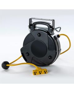 SafTlite by General Manufacturing Mid Size Power Supply Reel 40 Foot 12/3 SJTOW Cord 15 Amp Triple Outlet with GFCI