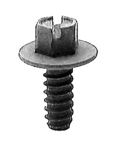 AUVECO 16421 Slotted Hex Washer Head B Point License Plate Screw, #14 Screw x 5/8 in L, Black E-Coat