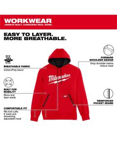 MLW352R-L image(1) - Milwaukee Tool Midweight Pullover Hoodie - Logo Red L