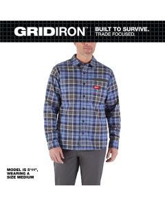 MLWM551U-M image(0) - Milwaukee Tool GRIDIRON Flannel Shirt - Blue - M