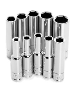 WLMW36300 image(2) - Wilmar Corp. / Performance Tool 10 Piece 1/4" Drive 6pt SAE Deep Socket Set