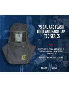 OBRTCG75-CC image(0) - Oberon Hood with Hard Cap - Arc Flash - 75 Cal TCG&trade; - Canadian - Color: Black - Window: True Color Grey (TCG&trade;)