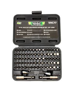 VIMVHC77 image(1) - VIM Tools VIM Half Cut Master Bit Set, 77 Piece 5/8 Inch Long Bits, All TORX, Hex - XZN Phillips And Flat