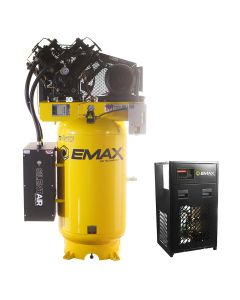 EMXESP07V080V1PK image(0) - Emax Compressor 7.5HP 1 PH Industrial Plus 80 Gal. Vertical Silent Air Compressor with 30 CFM Dryer Bundle