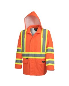 SRWV1081350U-S image(1) - Pioneer Pioneer - Hi-Vis Safety Rainwear Jacket - Orange - Size Small