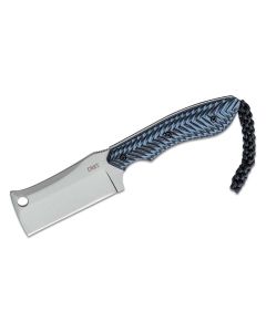 CRK2398 image(0) - CRKT (Columbia River Knife) S.P.E.C. (Small. Pocket. Everyday. Cleaver.) 8Cr13MoV Bead Blast Plain Blade Fixed Blade Knife with Sheath G10 Handle - Blue/Black