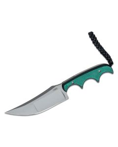 CRK2394 image(0) - CRKT (Columbia River Knife) Minimalist Katana 8Cr13MoV Bead Blast Plain Blade Fixed Blade Knife with Sheath Micarta Handle - Green/Black