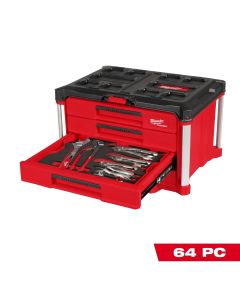 MLW48-22-9493 image(0) - Milwaukee Tool 242 Piece 1/4 Inch, 3/8 Inch, and 1/2 Inch Drive Metric and SAE Ratchet and Socket Set with PACKOUT 4 Drawer Tool Box