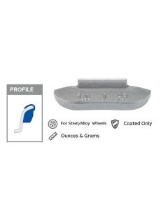 PWWT100N image(1) - Wegmann Automotive 1 oz Lead Coated Clip-on TN Gray Series Wheel Weight (Box of 25)