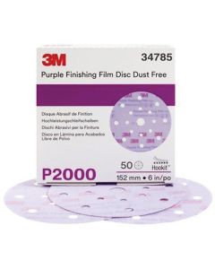 MMM34785 image(0) - 3M 34785 260L Series Dust Free Abrasive Disc, 6 in Dia, P2000 Grit, Hook and Loop, Purple