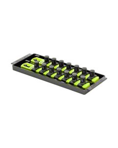 ERN8563HV image(0) - Ernst Mfg. 2 Rail Universal Twist Lock Socket Tray 8", HI-VIZ, with 14) 1/2" Socket Clips