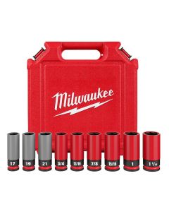MLW49-66-7832 image(1) - Milwaukee Tool SHOCKWAVE Impact Duty 1/2 Drive SAE & Metric 9PC Lug Nut Wheel Socket Set