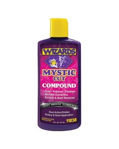 WZP11038 image(1) - Wizards Products MYSTIC CUT 11038 Smart Abrasive Buffing Compound, 8 oz Bottle, Off-White, Liquid