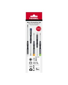 VES99005PFPBU image(1) - Vessel Tools Micro Screwdrivers Set (PH 3pcs, SL 2pcs)