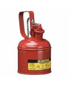 JUS10001 image(0) - Justrite Mfg. Co. 1 Pint Steel Safety Can For Flammables, Type I, Flame Arrester, Trigger-Handle, Red - 10001