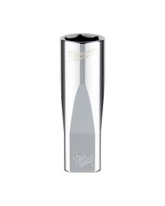 MLW45-34-9050 image(1) - Milwaukee Tool Milwaukee Tool 1/4" Drive 12mm Metric Deep Socket with FOUR FLAT Sides, 6-Point, Vanadium Steel, Chrome