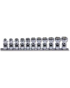 KKNRS3441M-11 image(0) - Ko-ken USA 3/8 Sq. Dr. Universal NUT GRIP Socket set 8mm-19mm - 11 pieces