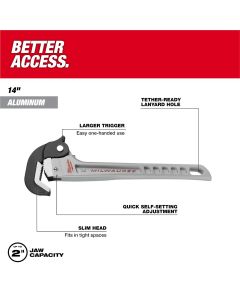 MLW48-22-7414 image(2) - Milwaukee Tool 14" Aluminum Self-Adjusting Pipe Wrench